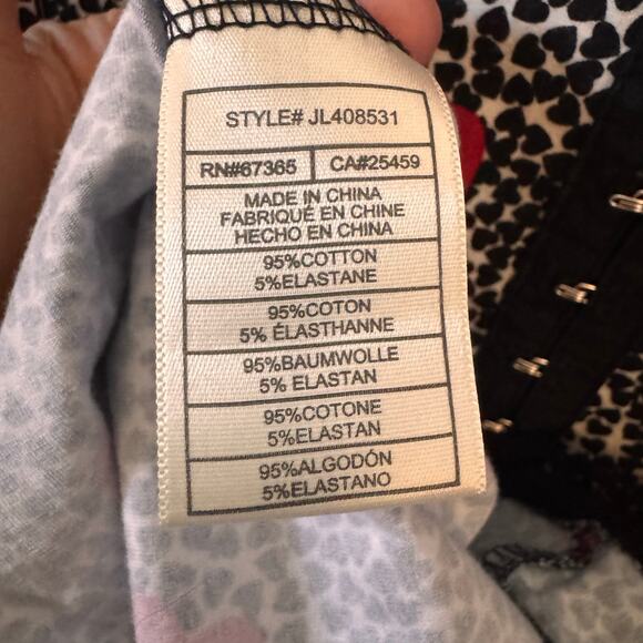 Betsey Johnson Heart Leopard Print Babydoll Black Lace Trim 90s y2k Grunge Sz L - Picture 9 of 9